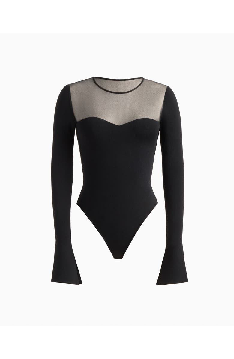 Dodiee Amelia sheer-top bodysuit, Alternate, color, Black