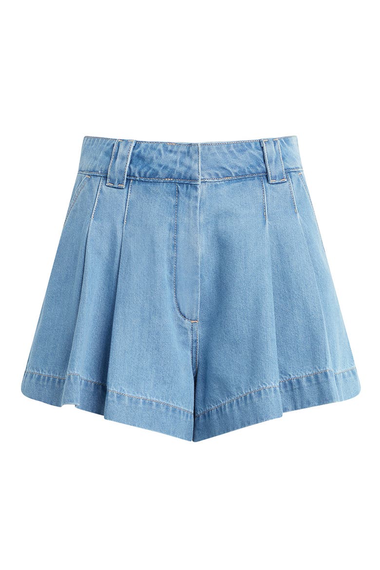The Lillie Pleated A-Line Denim Shorts, Alternate, color, COPIOUS