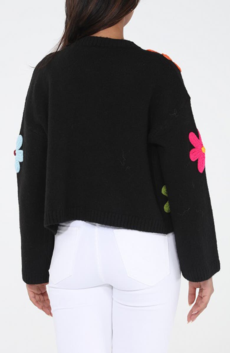 RAIN AND ROSE Flower Pop Cardigan, Alternate, color, Black