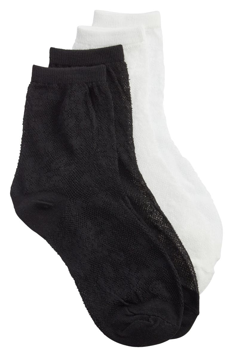 Stems Bloom Assorted 2-Pack Cotton Blend Crew Socks, Main, color, Black / Ivory