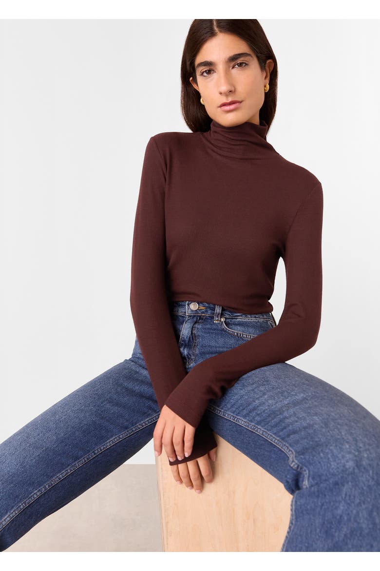 Essential Ribbed Roll Neck Top, Alternate, color, Burgundy