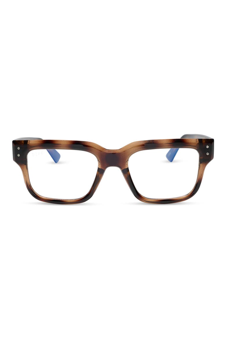 Cade 52mm Square Blue Light Blocking Glasses, Main, color, DARK ELM TORTOISE BLUE LIGHT