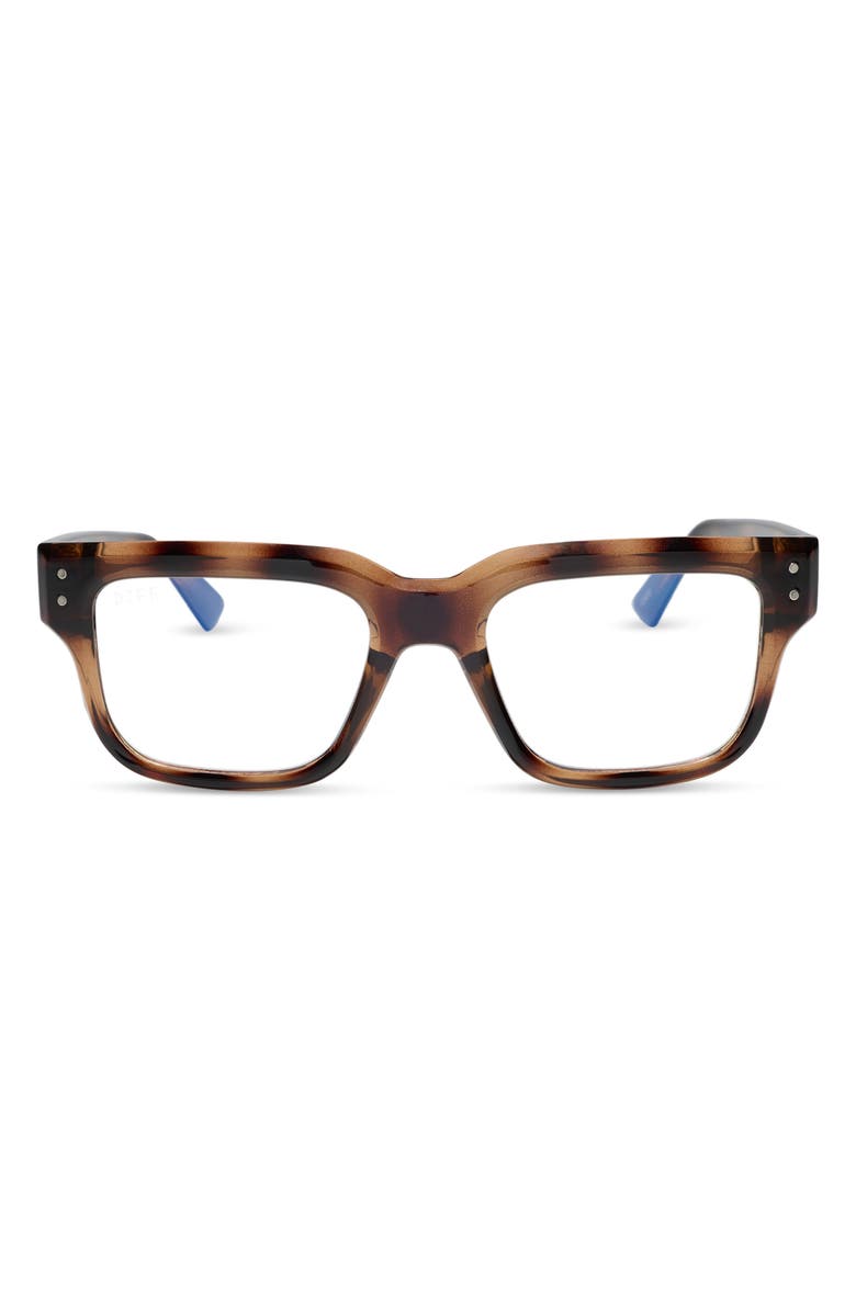 DIFF Cade 52mm Square Blue Light Blocking Glasses, Main, color, Dark Elm Tortoise Blue Light