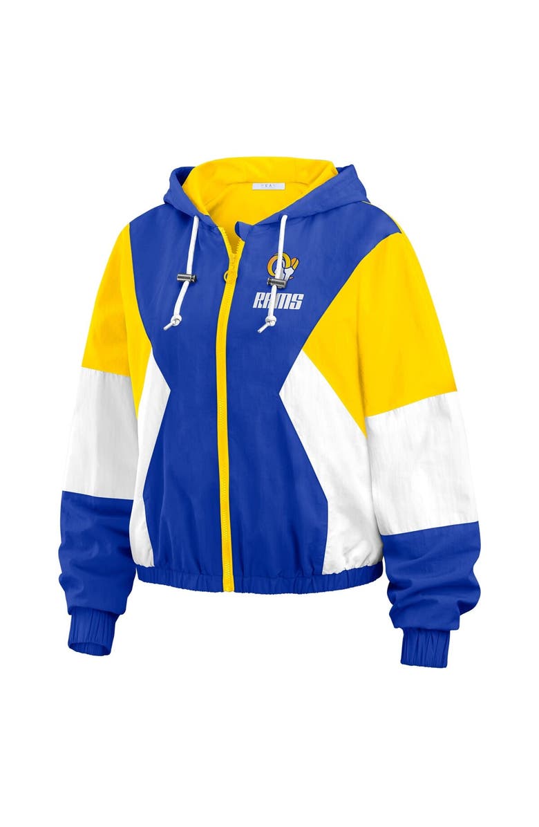 WEAR by Erin Andrews Women's WEAR by Erin Andrews Royal Los Angeles Rams Color Block Full-Zip Windbreaker Jacket, Alternate, color, Royal