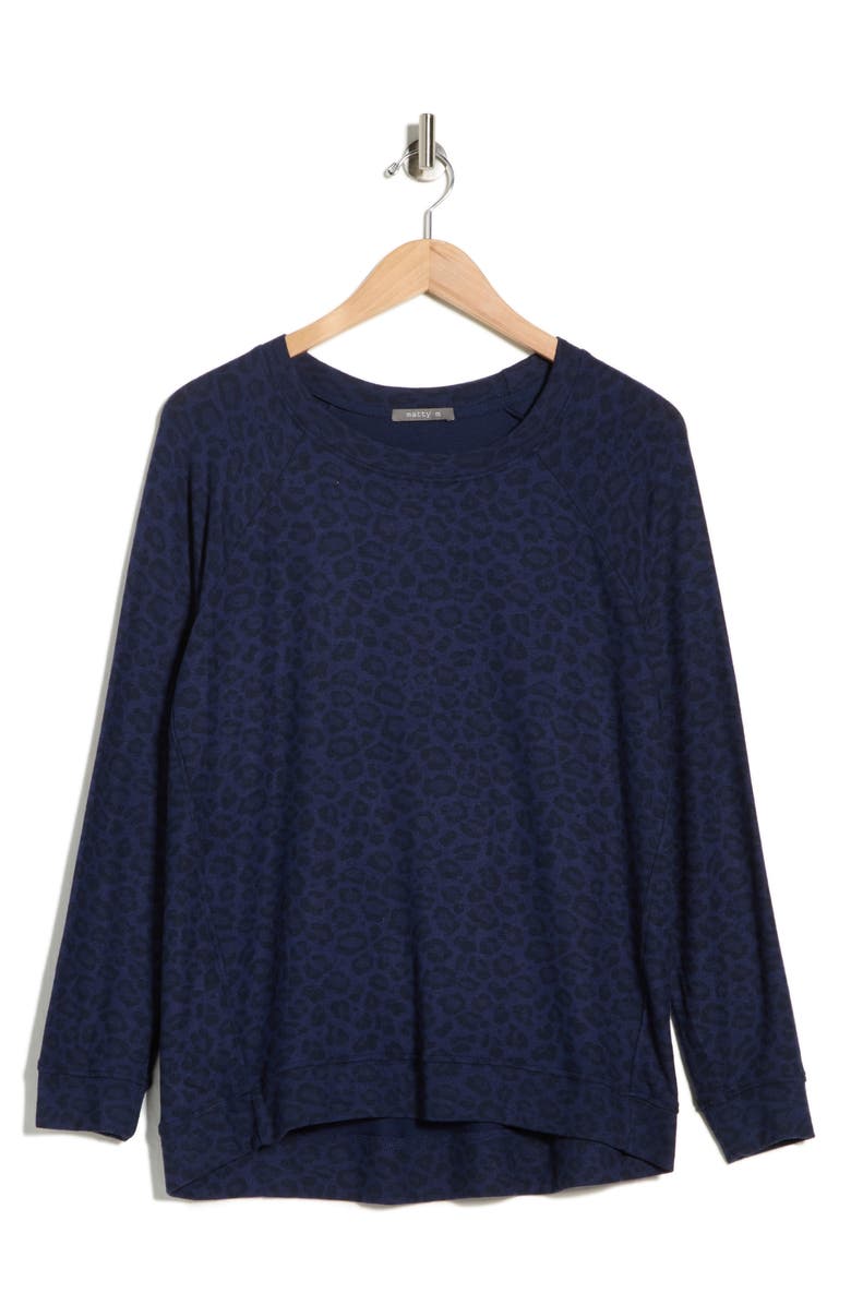 matty m. Cheetah Crewneck Sweatshirt, Alternate, color, Navy
