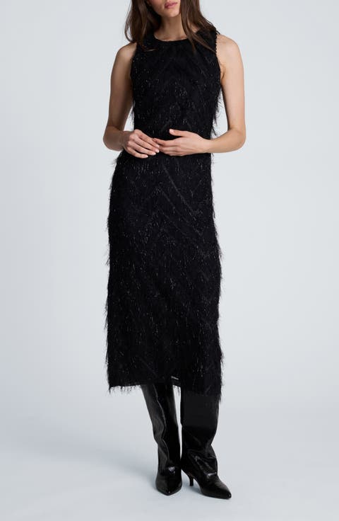 Fringe Racerback Midi Sheath Dress