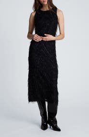 Kenneth Cole Fringe Racerback Midi Sheath Dress