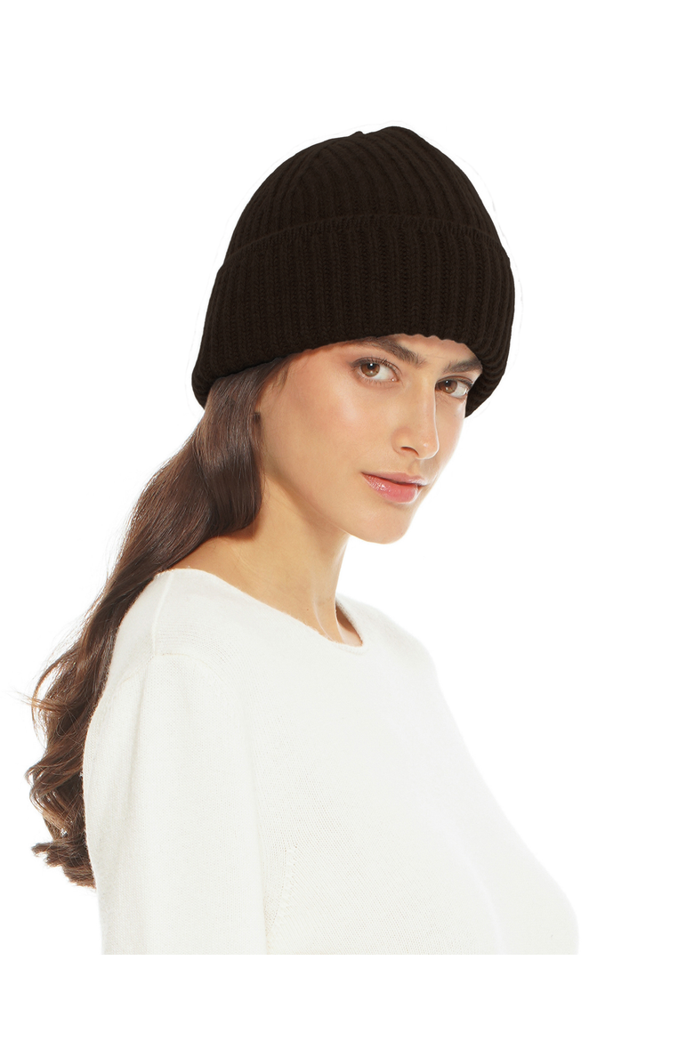 Pure Cashmere Ribbed Hat, Alternate, color, Coffee