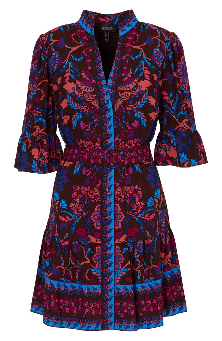 Adrianna Papell Floral Flounce Belted Dress, Alternate, color, 