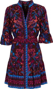Adrianna Papell Floral Flounce Belted Dress