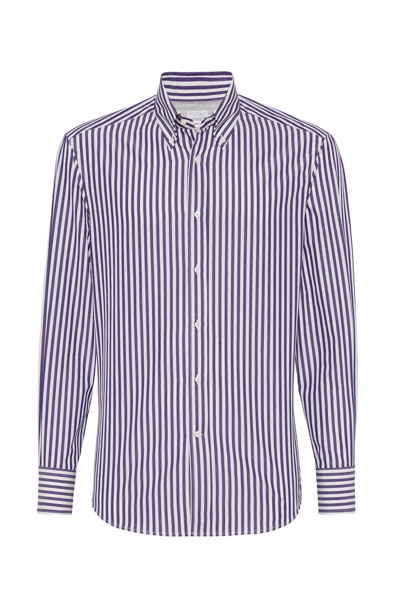 Brunello Cucinelli Striped poplin shirt, Main, color, 