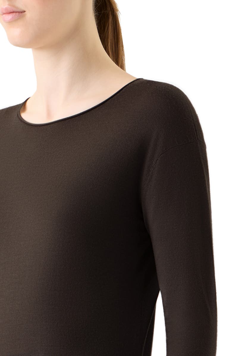 Akris punto Wool Crewneck Top, Alternate, color, Bark
