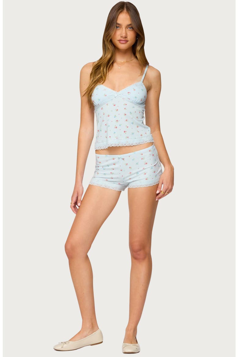 Aurea Floral Print Lace Camisole, Alternate, color, LIGHT-BLUE