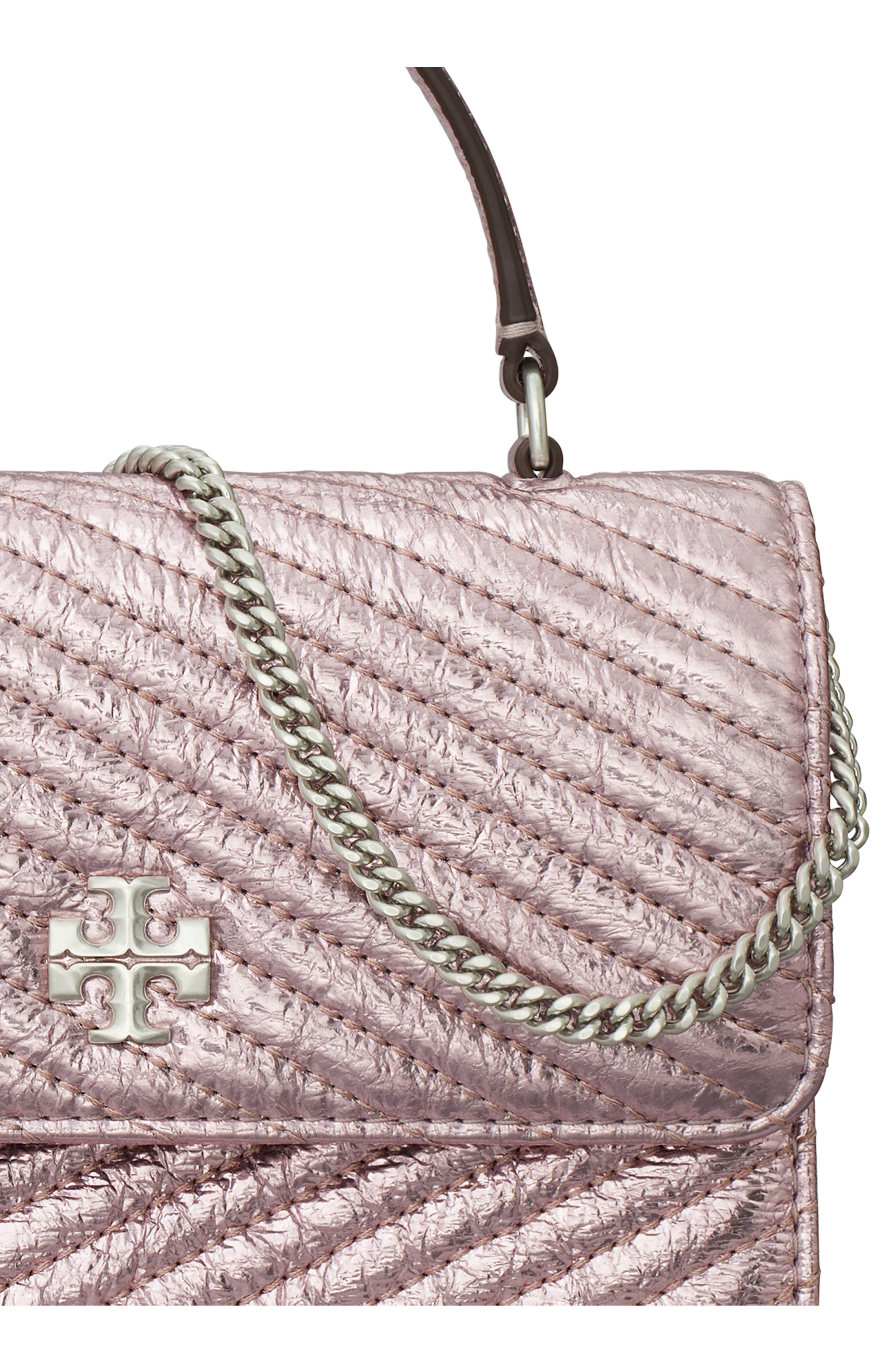 Tory Burch Kira Metallic Moto Quilt Mini Top Handle Crossbody, Alternate, color, 