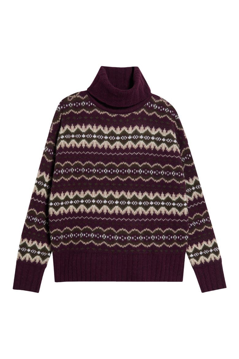 Helen Fair Isle Wool Blend Turtleneck Tunic Sweater, Alternate, color, FIG MULTI