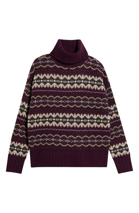 Helen Fair Isle Wool Blend Turtleneck Tunic Sweater
