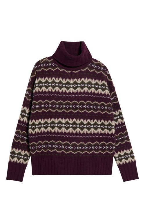 Barbour Helen Fair Isle Wool Blend Turtleneck Tunic Sweater In Fig Multi