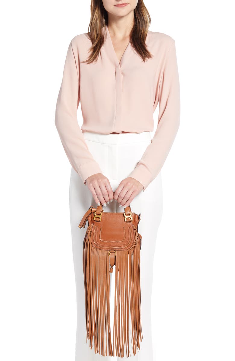 Chloé Mini Marcie Fringe Leather Crossbody Bag, Alternate, color,