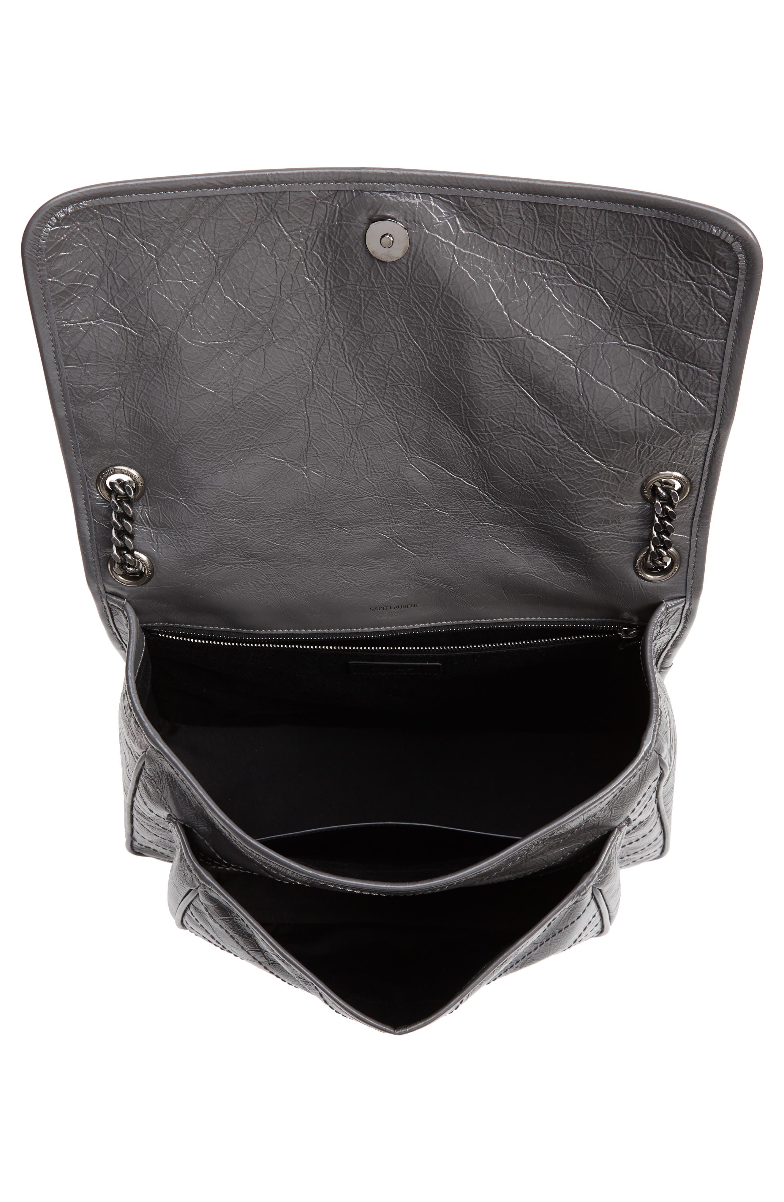 Large Niki Crinkled Matelassé Leather Shoulder Bag, Alternate, color, STORM