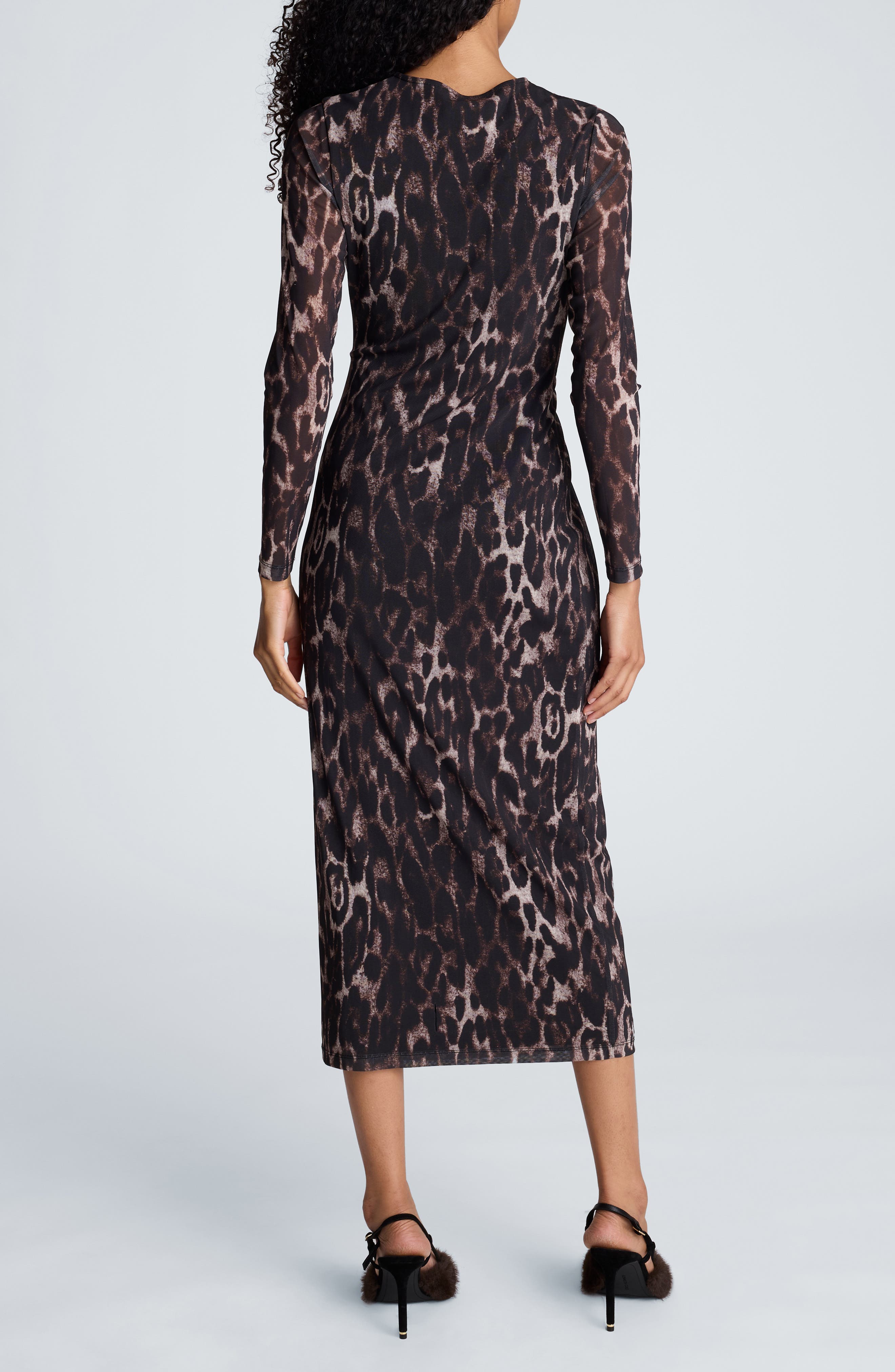 Kenneth Cole Knot Front Mesh Midi Dress (Women) | Nordstrom