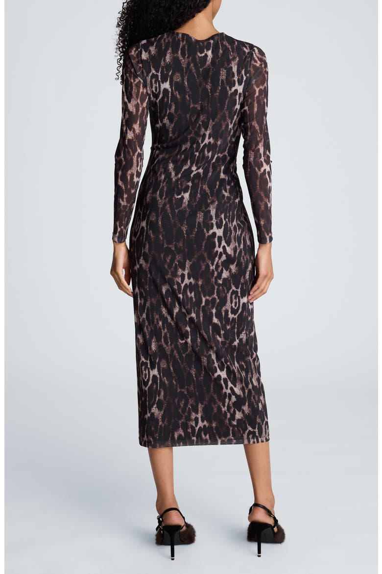 Knot Front Mesh Midi Dress, Alternate, color, BLACK MULTI