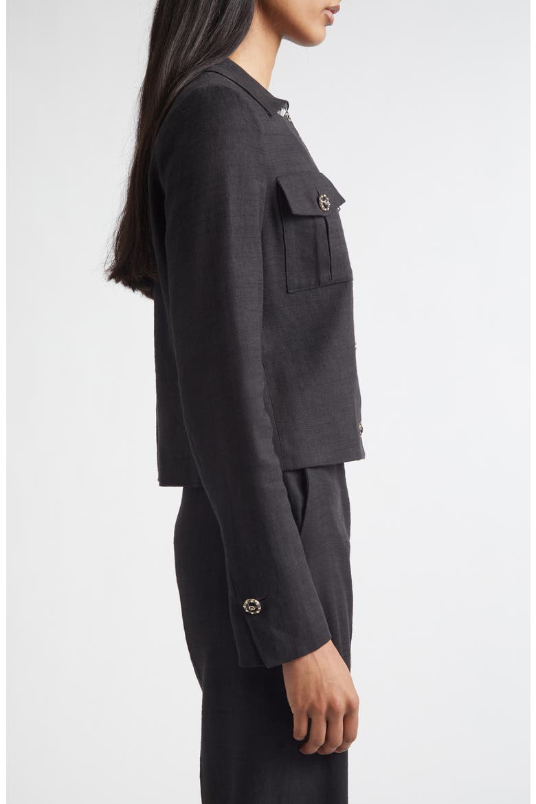 Linen Blend Twill Jacket, Alternate, color, BLACK