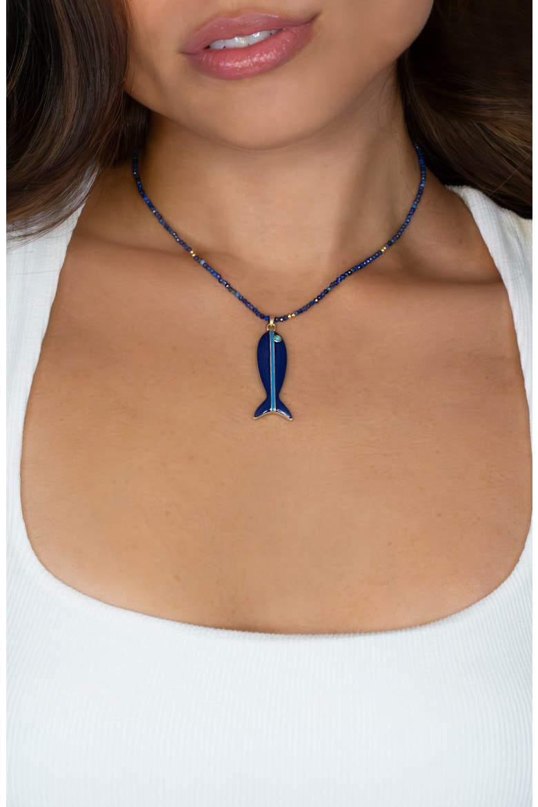 Marina Fish Pendant Necklace, Alternate, color, LAPIS