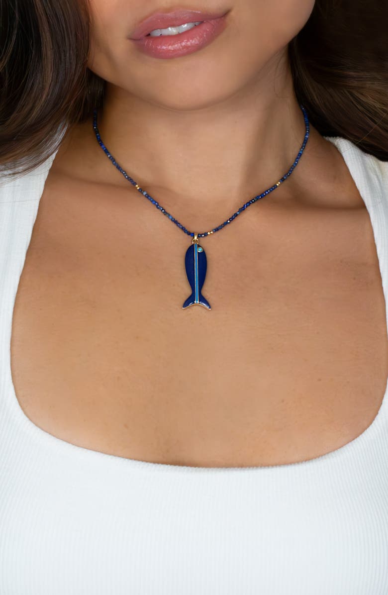 MARLYN SCHIFF Marina Fish Pendant Necklace, Alternate, color, Lapis