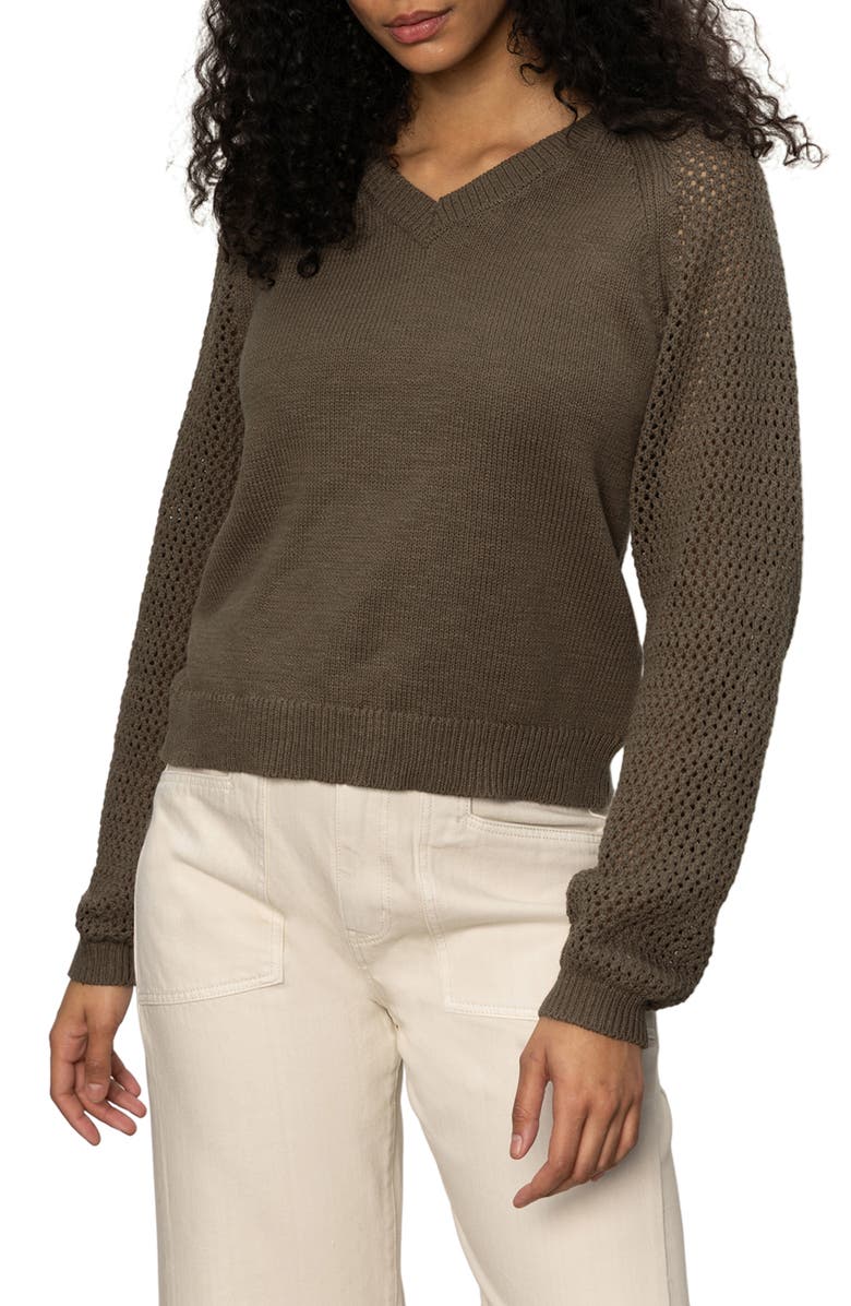 Sanctuary Perfect Time Cotton Sweater, Main, color, Kalamata