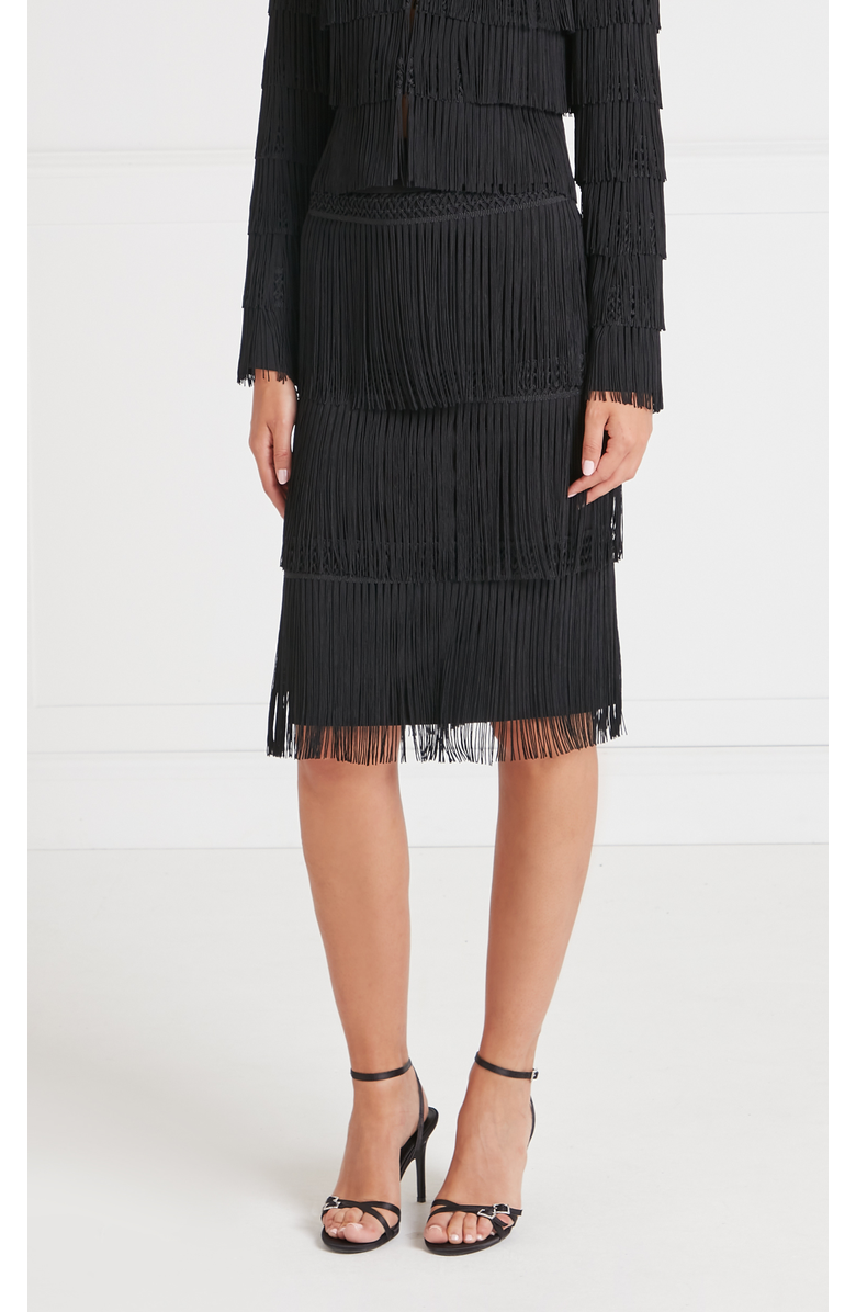 Temperley London Fringe Skirt, Main, color, Black