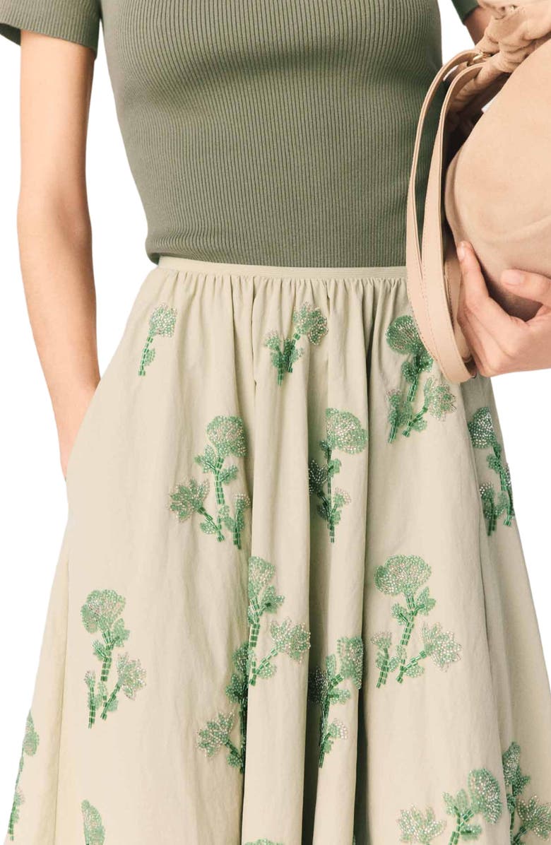 maje Embroidered technical skirt, Alternate, color, Beige