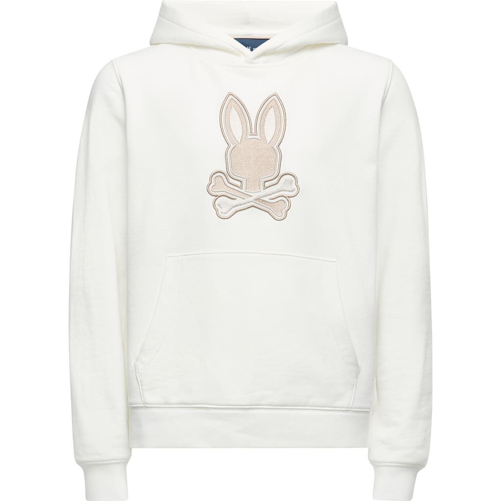 Shop Psycho Bunny Kids' New Castle Embroidered Graphic Hoodie In Ecru