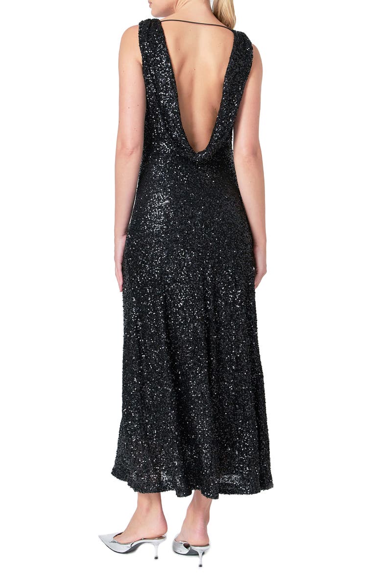 Endless Rose Open Back Sequin Maxi Dress, Alternate, color, Black