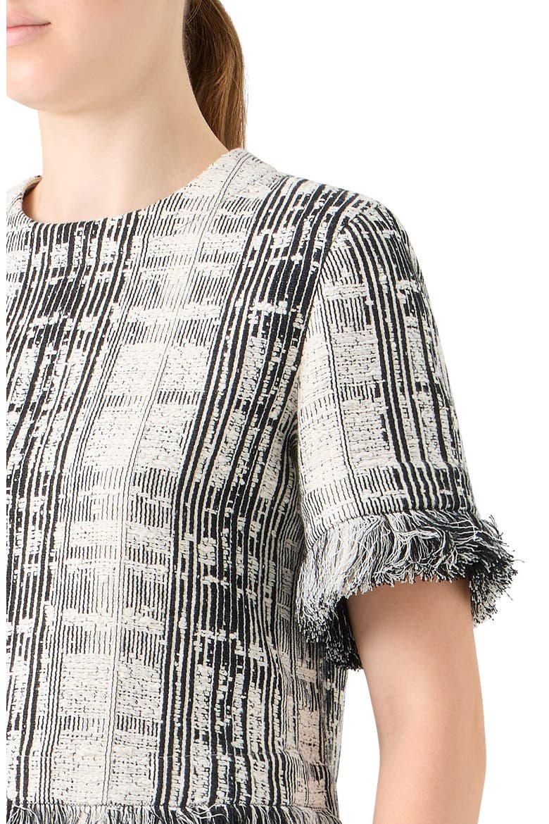 Fringe Plaid Tweed Top, Alternate, color, BLACK-IVORY