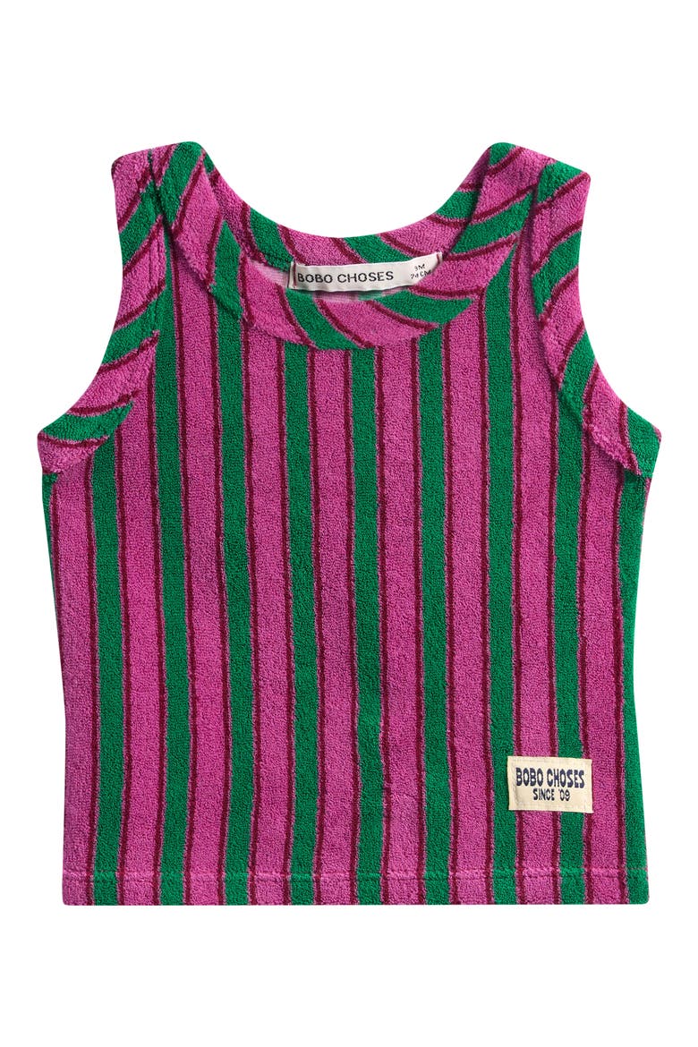 Stripe Terry Cloth Tank, Main, color, PINK/ GREEN STRIPE