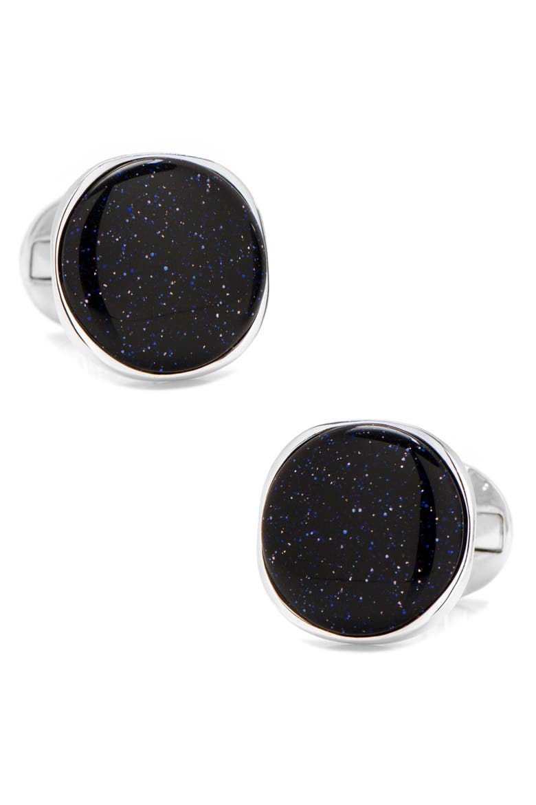 Blue Goldstone Cuff Links, Main, color, BLUE
