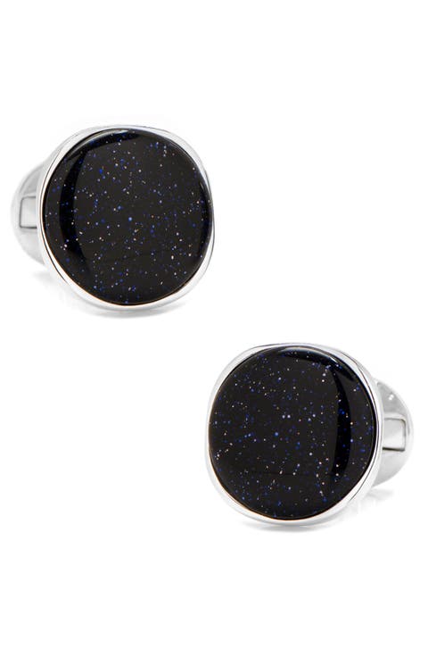 Blue Goldstone Cuff Links