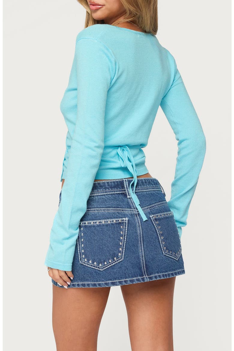 Belka Long Sleeve Knit Wrap Sweater, Alternate, color, AQUA