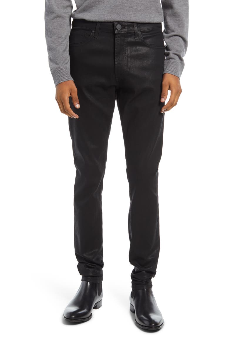 Greyson Skinny Fit Jeans, Main, color, COATED NOIR