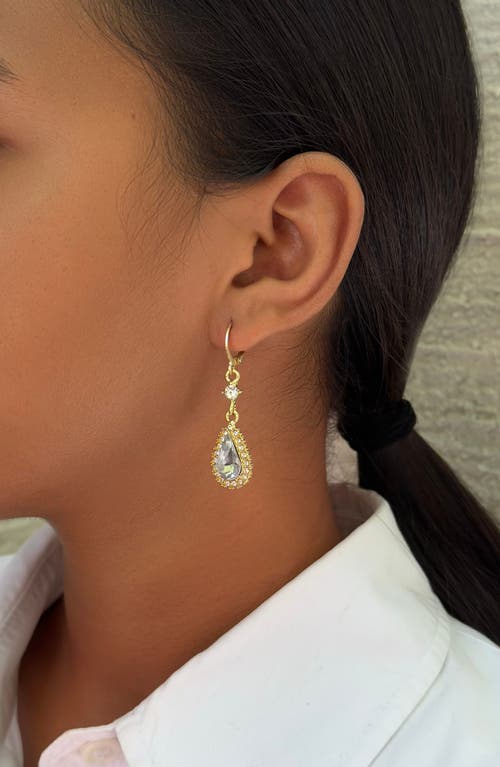 Adornia Gold Plated Pear Crystal Halo Drop Earrings In Gold