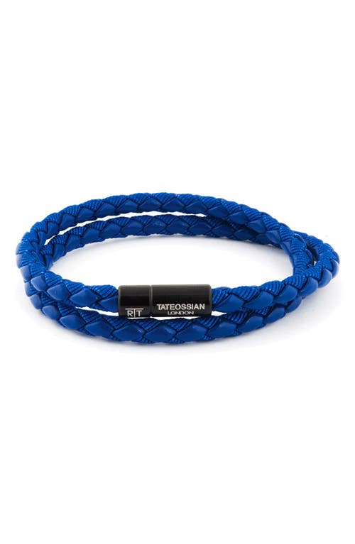 Tateossian 'Chelsea' Braided Leather Wrap Bracelet in Blue  product
