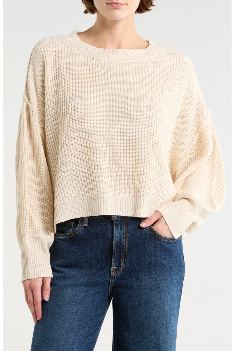 Boxy Crewneck Sweater, Main, color, IVORY