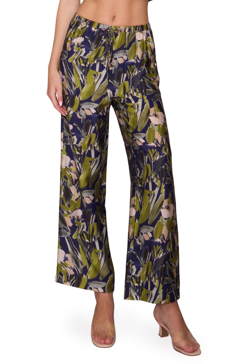 Floral Print Ankle Pants, Main, color, NAVY MULTI