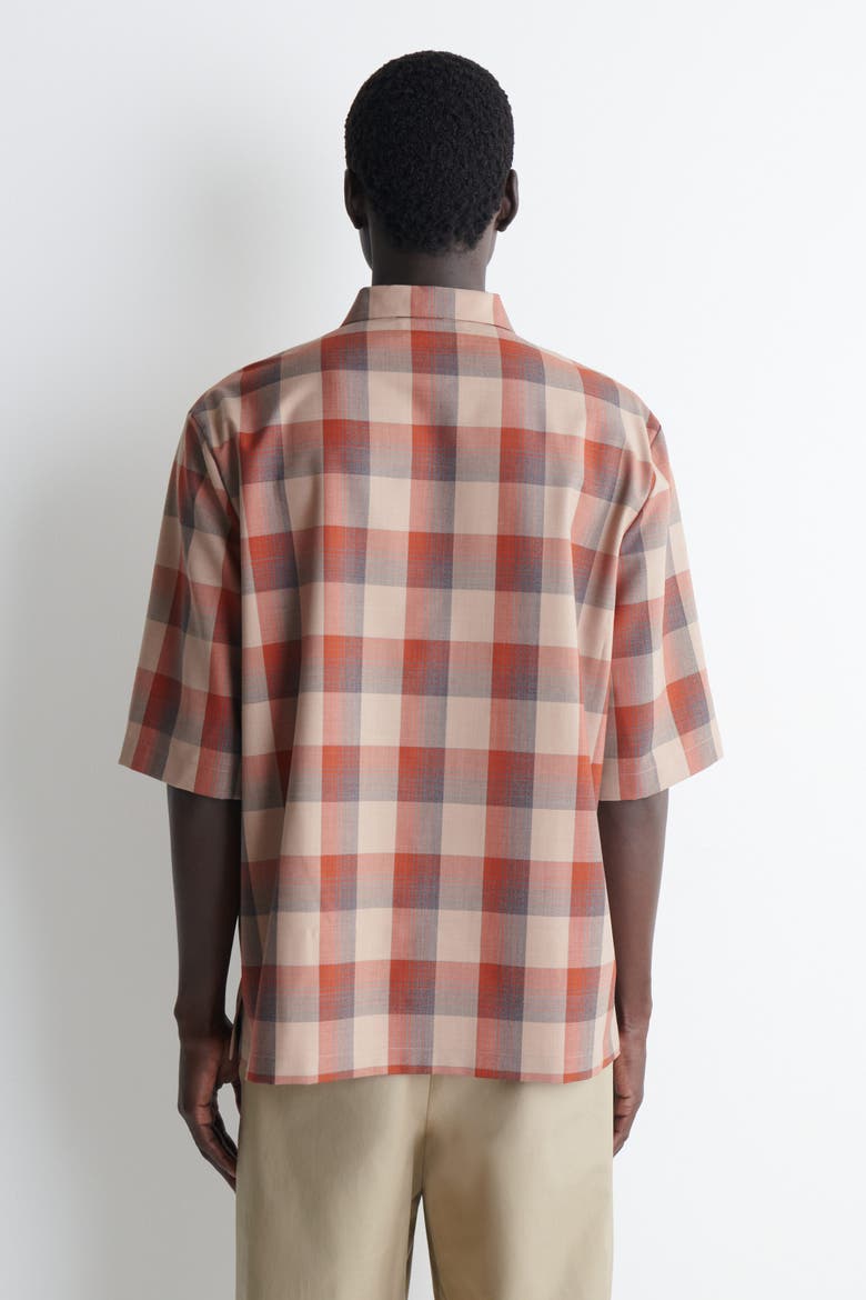 Checked Wool-blend Shirt, Alternate, color, BEIGE / ORANGE / CHECKED