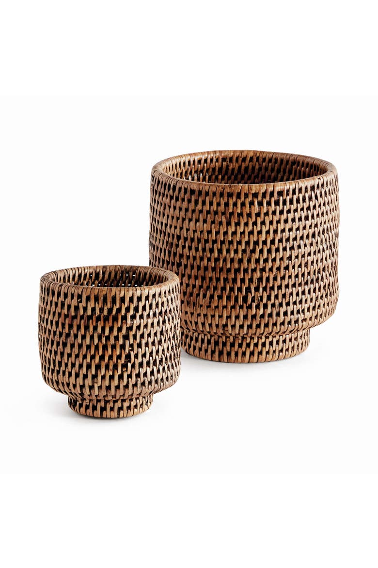 BURMA RATTAN CACHEPOTS SMALL, SET OF 2, Main, color, Brown