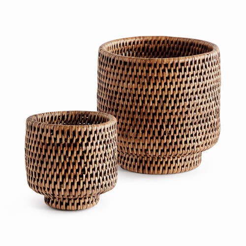 Napa Home & Garden Burma Rattan Cachepots Small, Set Of 2 In Brown