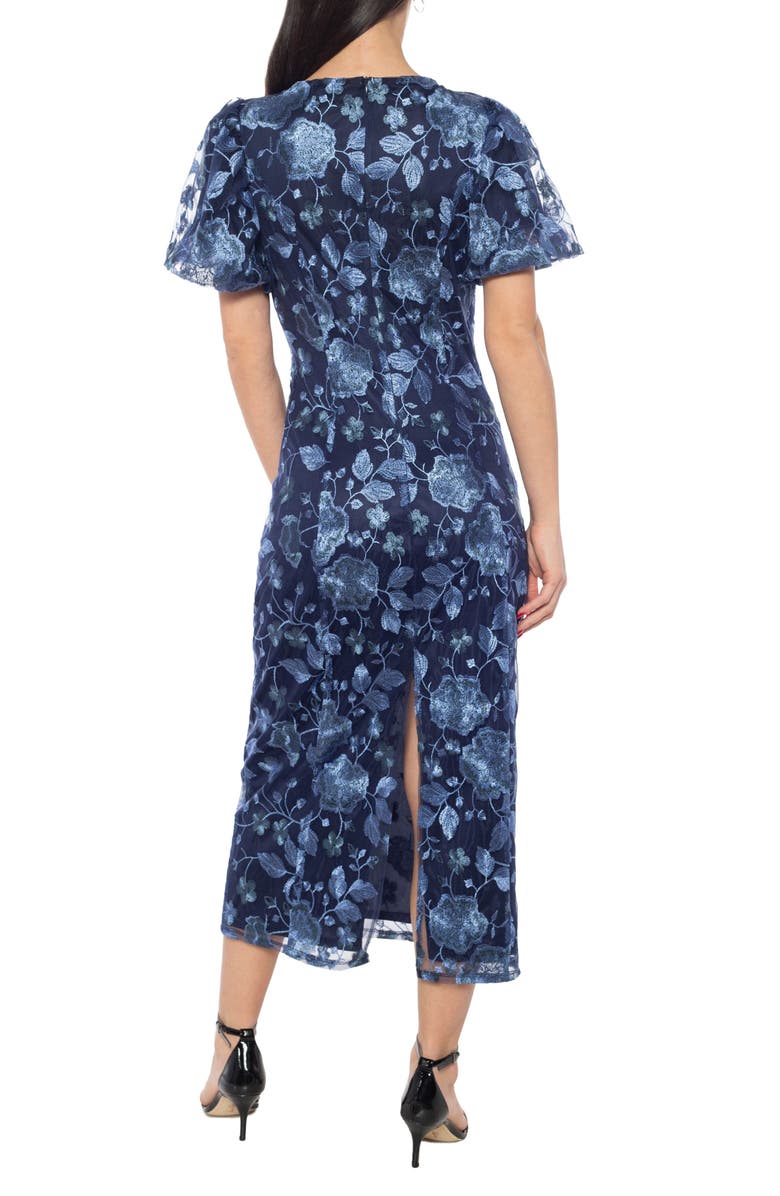 Marina Embroidered Midi Cocktail Dress, Alternate, color, Blue/ Berry