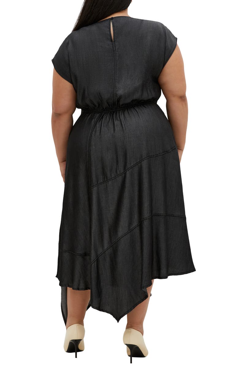 City Chic Hallie Asymmetric Maxi Dress, Alternate, color, Black