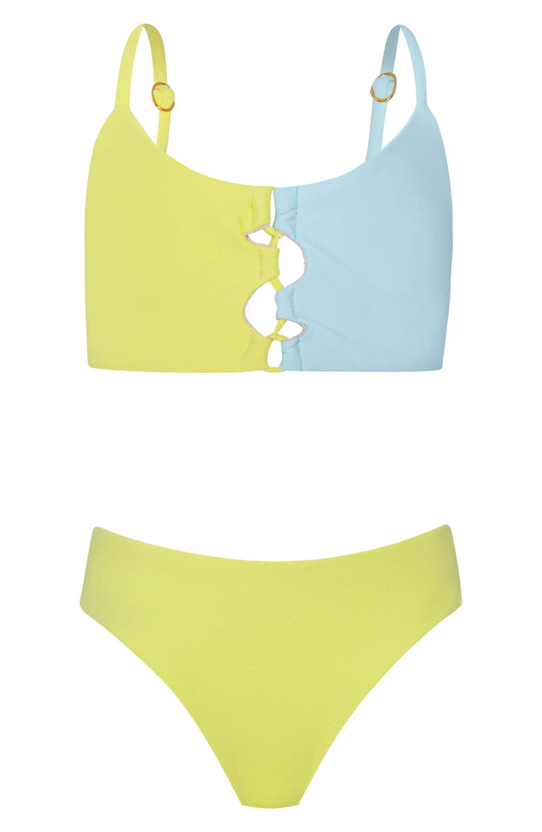 PQ SWIM Kids' Cammy Loop Two-Piece Swimsuit, Main, color, Jelly Bean