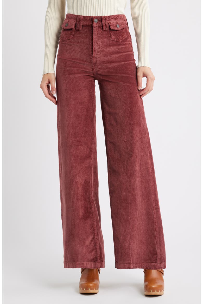 Kellee High Waist Wide Leg Corduroy Palazzo Pants, Main, color, BRICK WALL